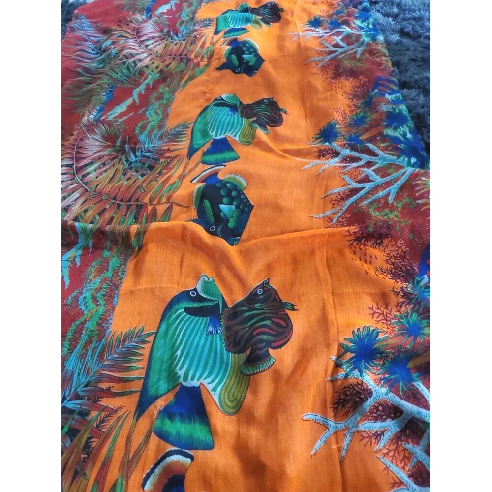 Tropical Beachy Colorful Fish Sarong Wrap Soft Vacation Cruise Scarf 42" X 68"